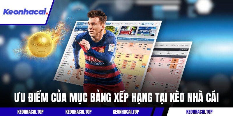 Ưu điểm của mục bảng xếp hạng tại Kèo Nhà Cái